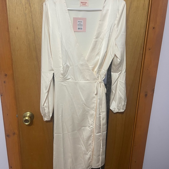 Champagne Silk Wrap Dress - Picture 1 of 3